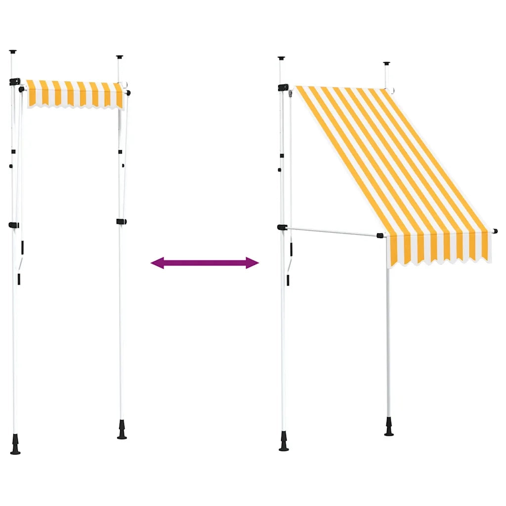 Tenda da Sole | Tenda parasole Retrattile Manuale 100 cm Strisce Arancio Bianche