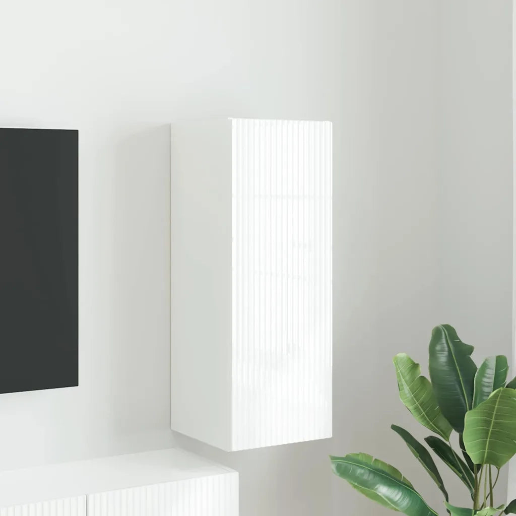 Mobile TV da parete-Mobile TV a Muro-Credenza TV Bianco Lucido 30 x 31 x 80 cm