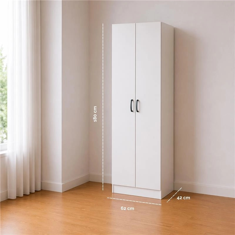 ARMADIO DA ARREDO IN LEGNO BIANCO CON DUE ANTE DIMENSIONI 60X42X180 CM