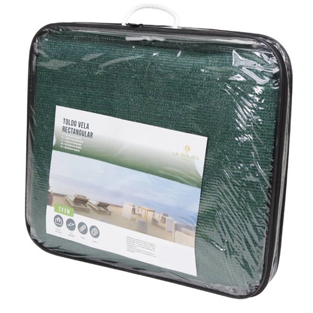 Trade Shop - Vela Tenda Rettangolare Parasole Protezione Sole Ombra Giardino 2x3 Mt Verde 017031 -