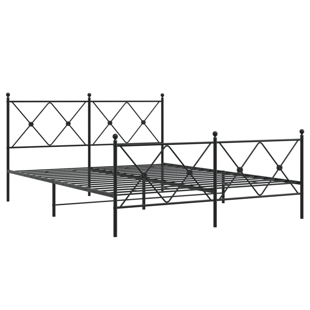Giroletto con Testiera e Pediera Metallo Nero 150x200 cm 376522