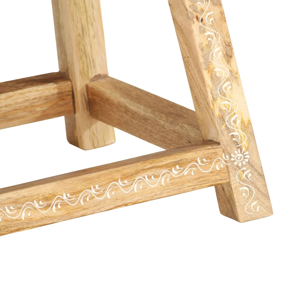 Sgabello Dipinto a Mano 38x38x35 cm in Legno Massello di Mango 287445