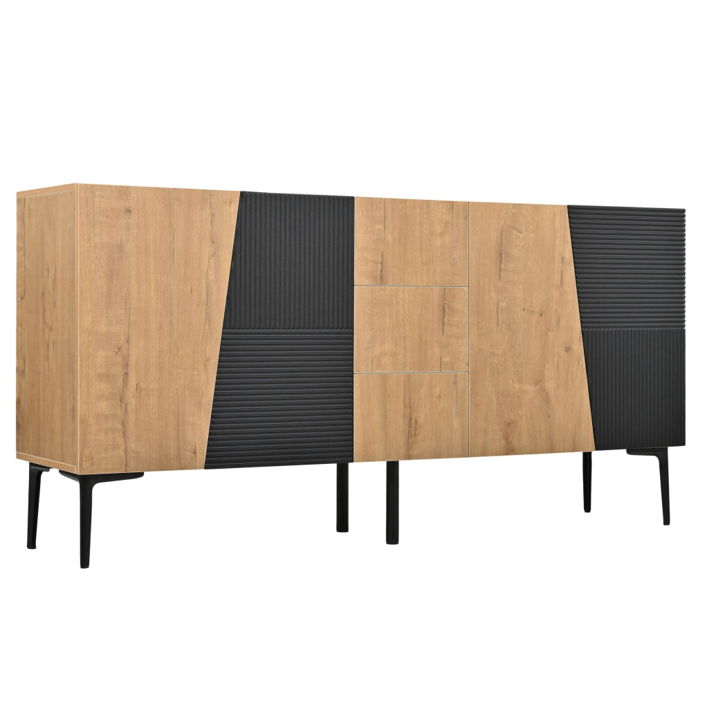 Sideboard con 4 ante e 3 cassetti in legno e metallo 160x40x80 cm