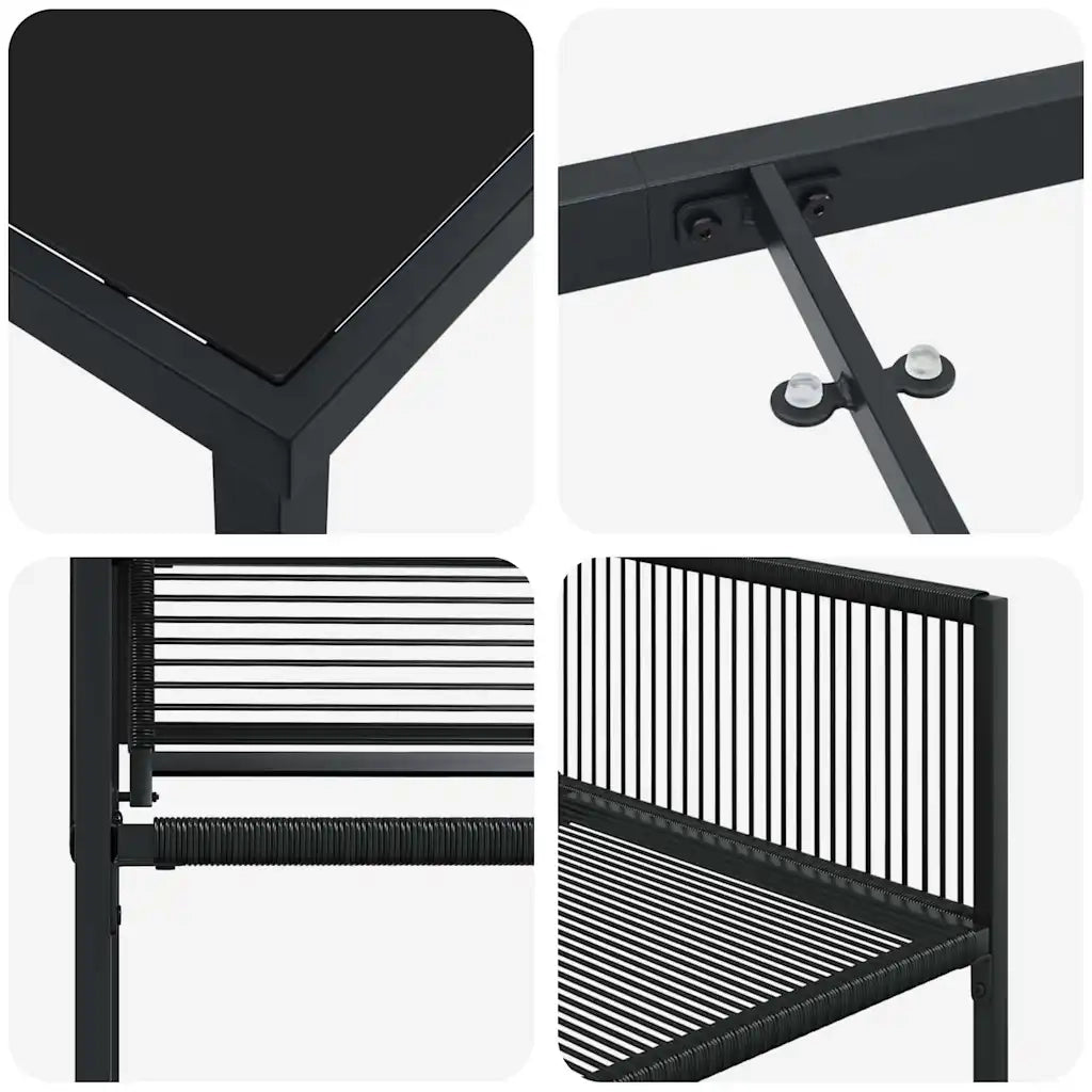 Set da Pranzo per Giardino 9 pcs Nero 3379329