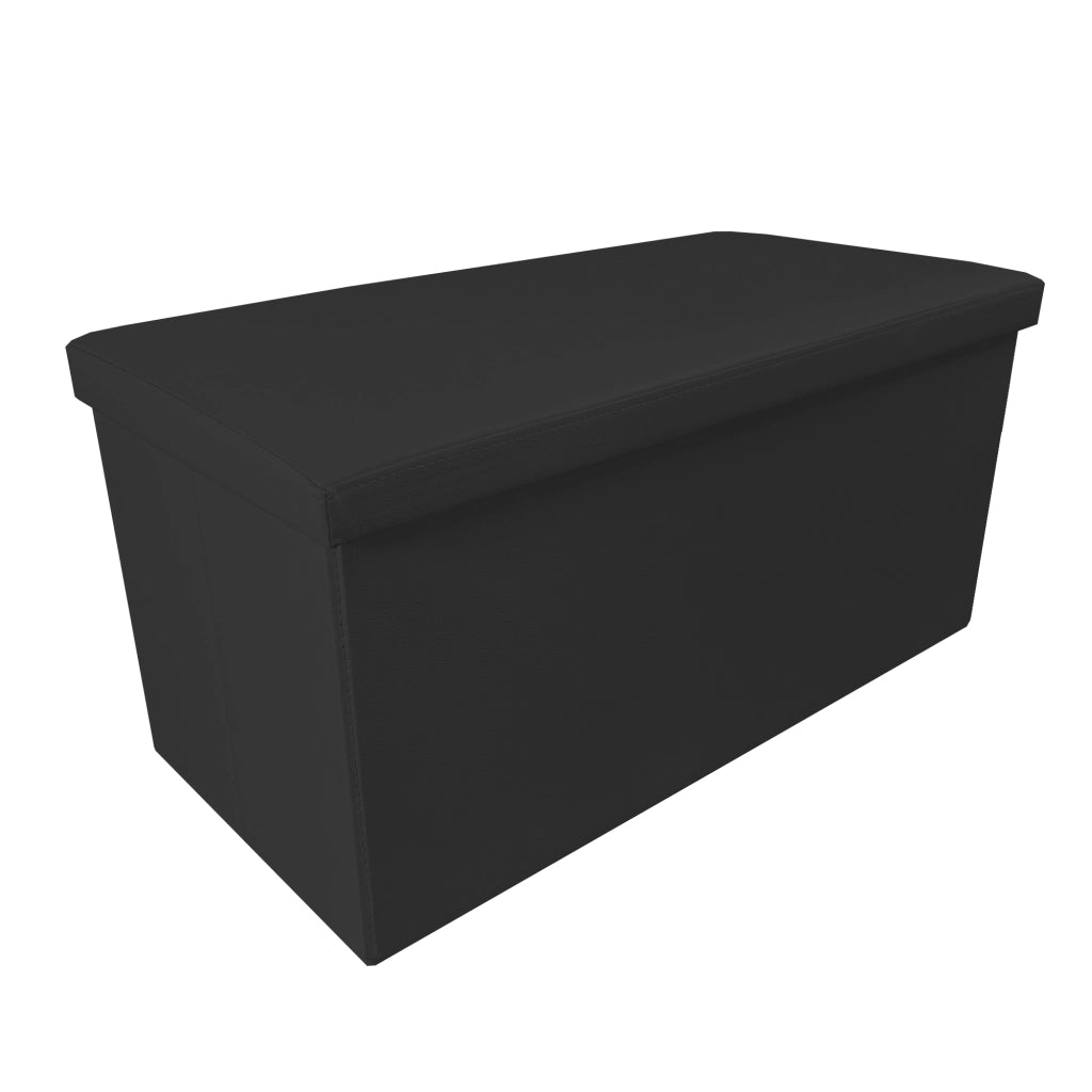 Puff Ottomano rettangolare pieghevole in similpelle 76x38x38 cm | Nyana Casa | Stile ottomano | Similpelle resistente | Nero, grigio e beige