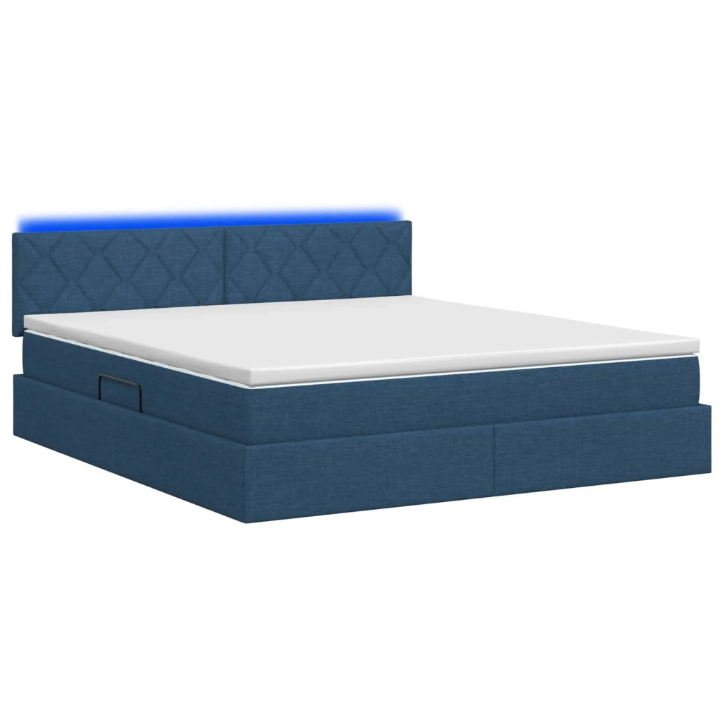 Letto con contenitore LED e materasso Blu 160 x 200 cm Tessuto 3459140