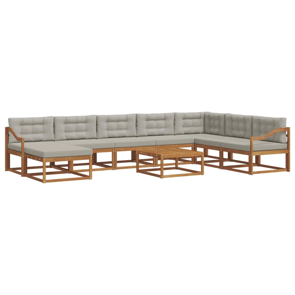 Set di divani da esterno 9 pcs Grigio Naturale e Chiaro 3368049