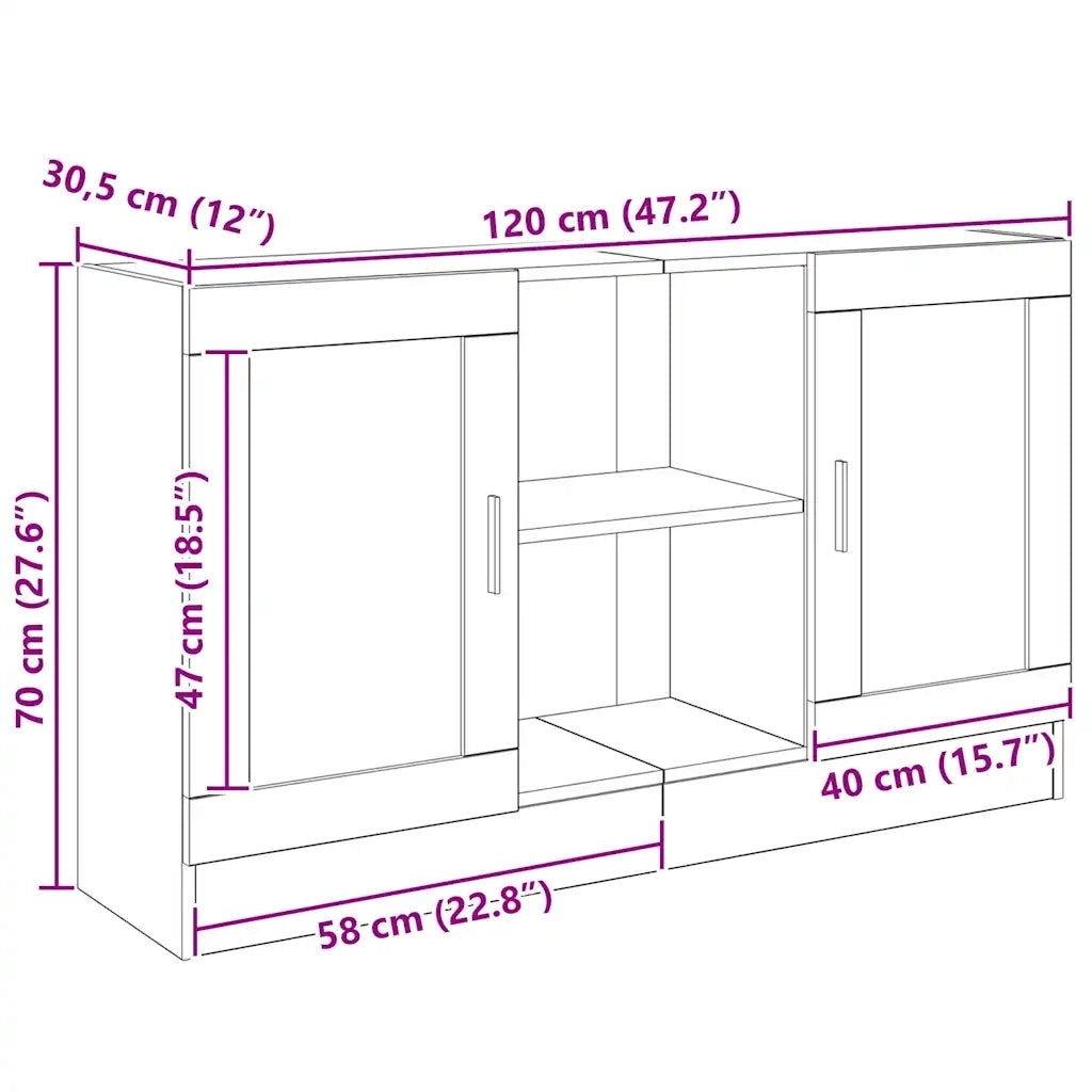 Credenza Rovere Artigianale 120x30,5x70 cm in Truciolato
