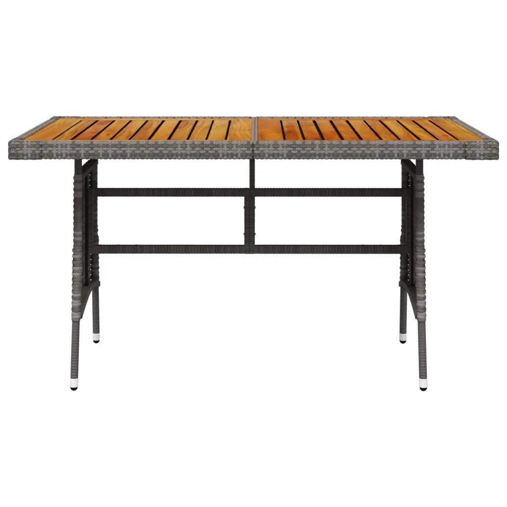 Tavolo Giardino | Tavolino da esterno Grigio 130x70x72cm Polyrattan e Massello Acacia