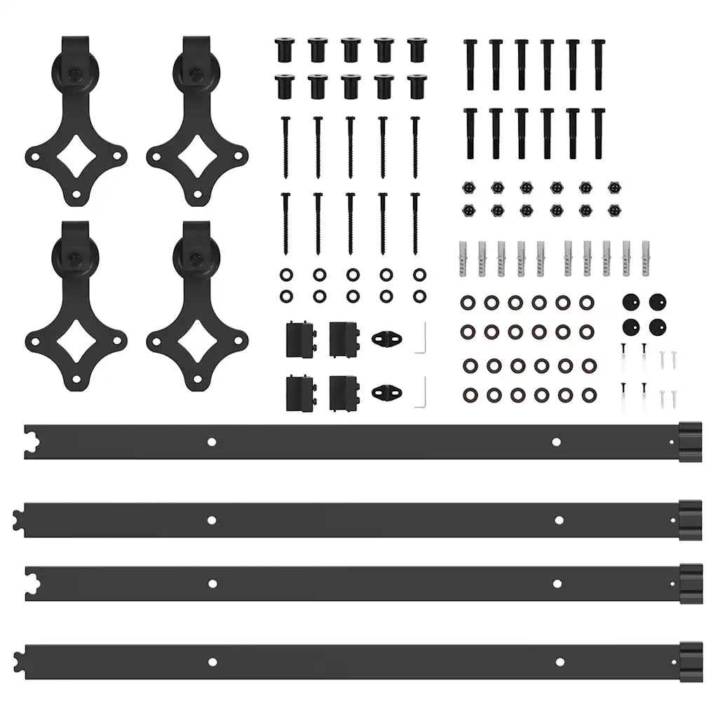 Kit di Binari per Porte Scorrevoli 152,5 cm Acciaio Nero CFW4033840