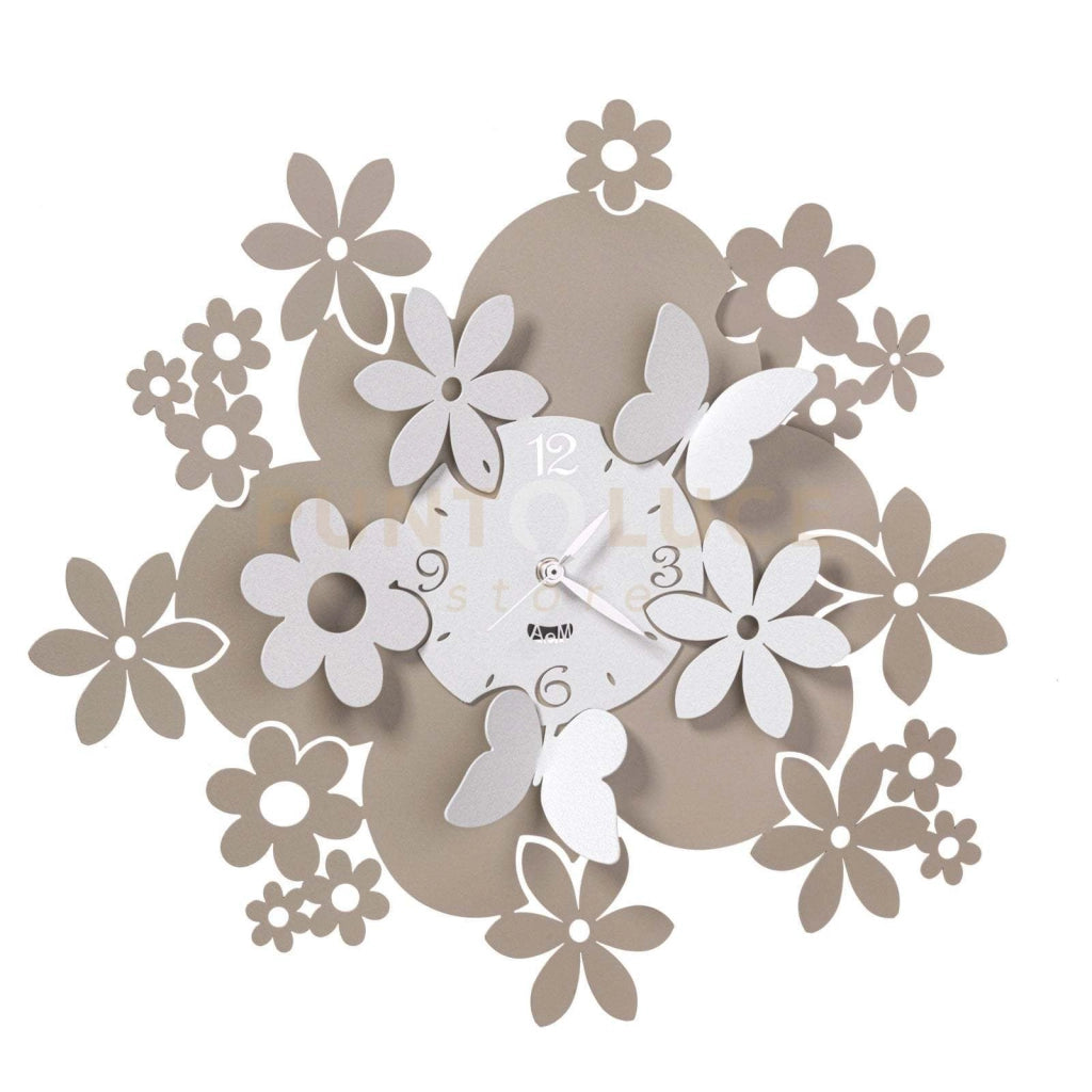 orologio da parete con fiori daisy Sabbia e bianco marmo in Ferro 40cmdidiametro