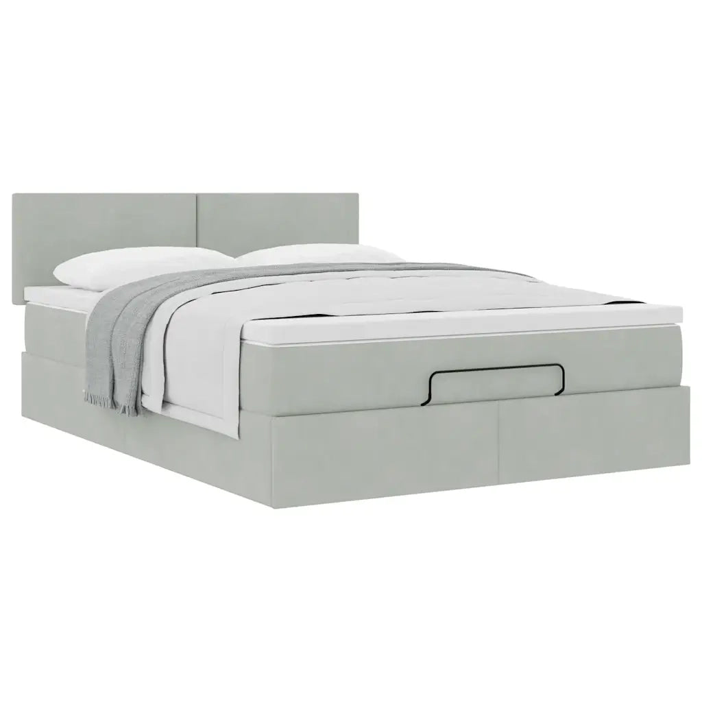 Struttura Letto Pouf con Materasso 140x200 cm in Velluto 3311705
