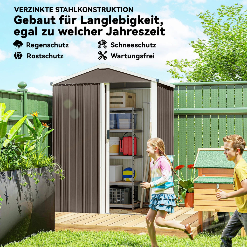 Casetta da giardino in metallo con serratura ¨C Zephmum ¨C 136x87x179 cm