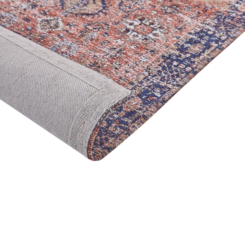 Tappeto lungo in cotone rosso e blu 80 x 300 cm con effetto invecchiato stile orientale ingresso soggiorno