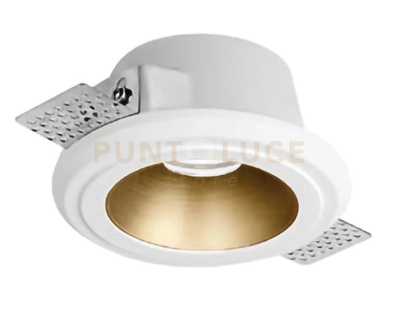 GFA645- FARETTO DA INCASSO D.7,7-12CM IN GESSO RAME GIALLO LUCIDO 1 LUCE ATTACCO GU10