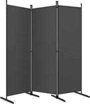 Paravento da Interno e da Esterno, Divisorio per Ambienti Pieghevole con 3 Pezzi, Parete Divisoria in Tessuto Poliestere, Protezione Privacy, 167x177cm, Grigio Scuro