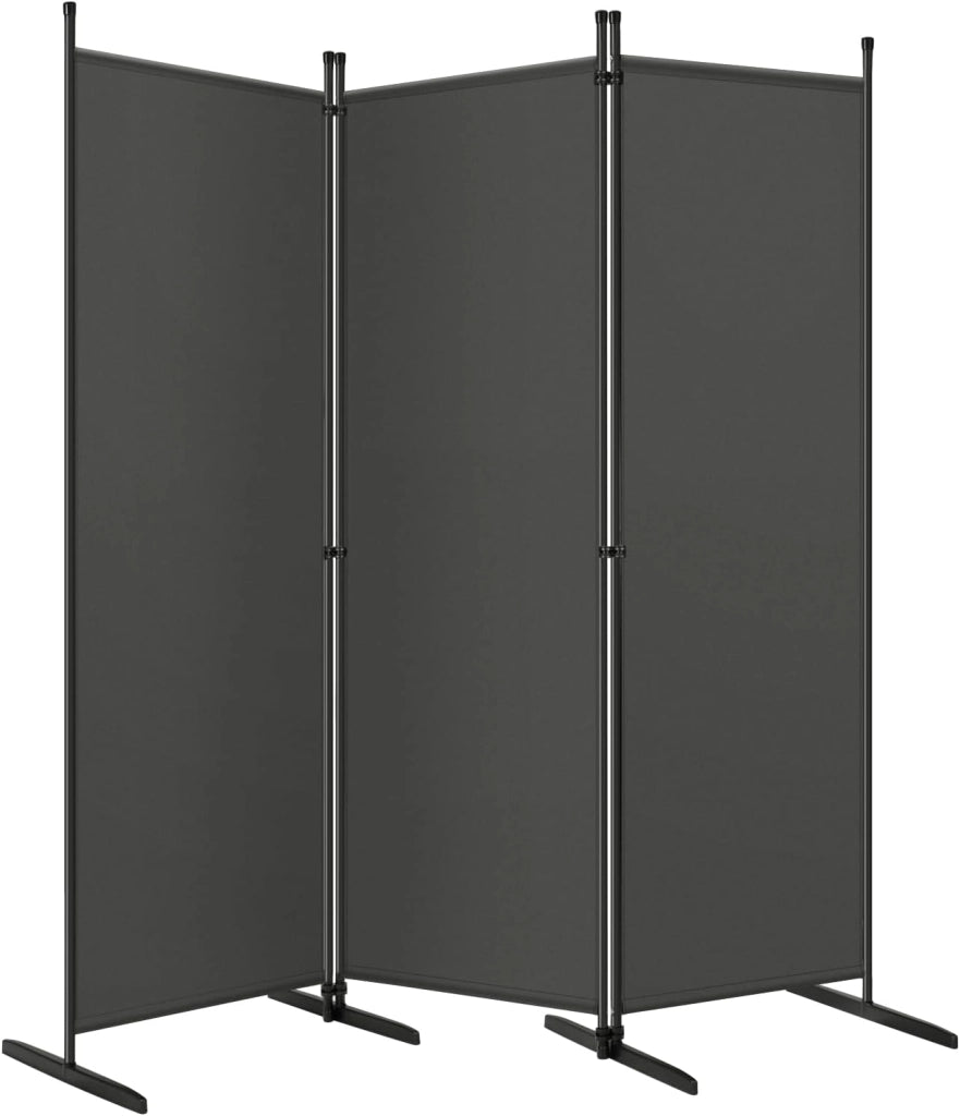 Paravento da Interno e da Esterno, Divisorio per Ambienti Pieghevole con 3 Pezzi, Parete Divisoria in Tessuto Poliestere, Protezione Privacy, 167x177cm, Grigio Scuro