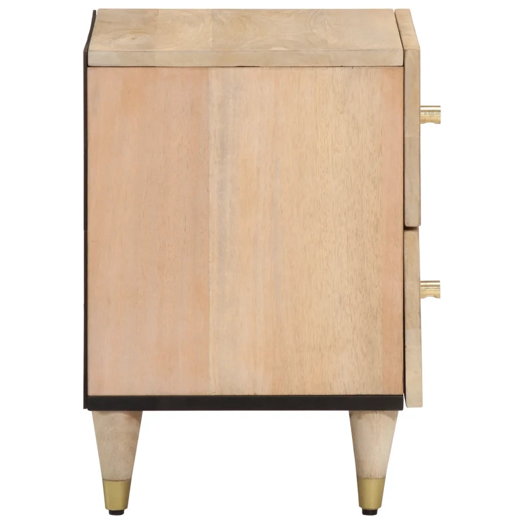 Set di 2 Comodini | Armadio da Notte | Mobiletto da notte 40x33x46 cm in Legno Massello di Mango