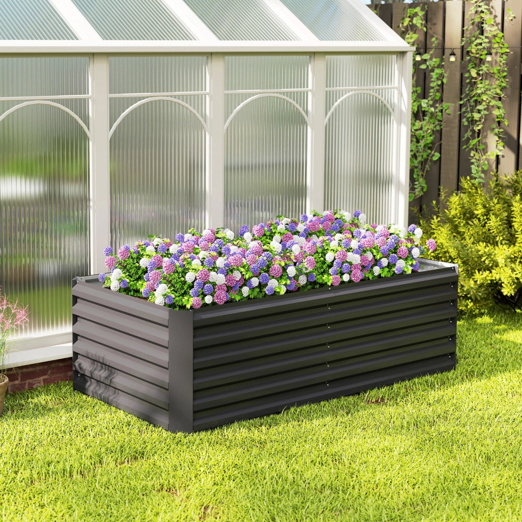 Fioriera da Esterno Grande Rettangolare in Acciaio Galvanizzato ¨C zephmum ¨C Grigio 180x90x57,5 cm