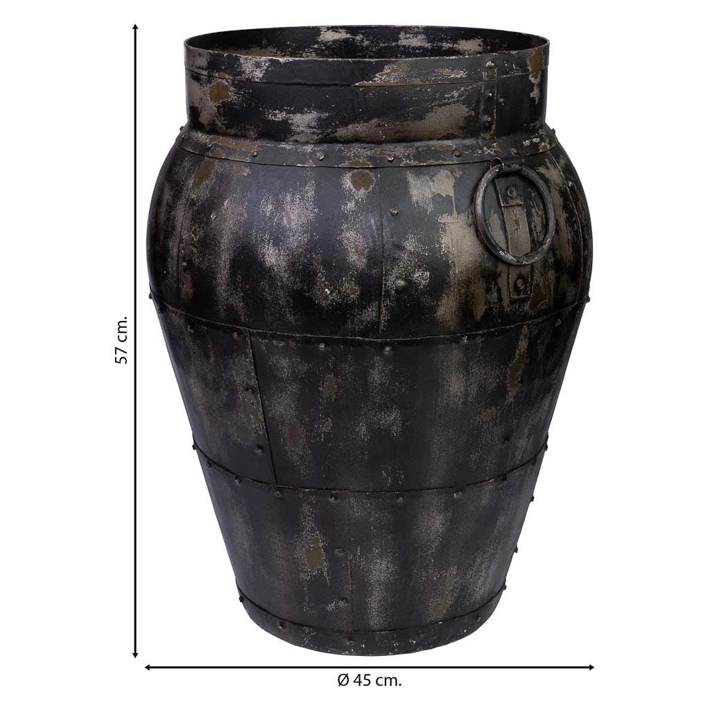 Vaso in metallo nero invecchiato 45x45x57