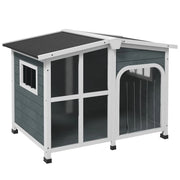 CUCCIA PER CANI TAGLIA MEDIA DA ESTERNO CON TETTO APRIBILE IN LEGNO, 101X66.5X70.5 CM, GRIGIO