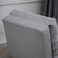 Poltrona Letto 3 in 1 Convertibile in Chaise Longue e Divano da Terra con 2 Cuscini in Tessuto Effetto Lino Grigio