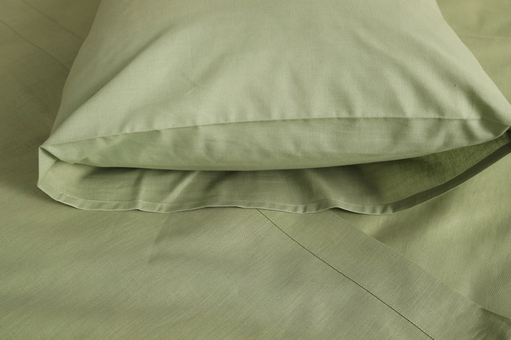 Sarisa, set Completo Letto Matrimoniale in Policotone, Verde