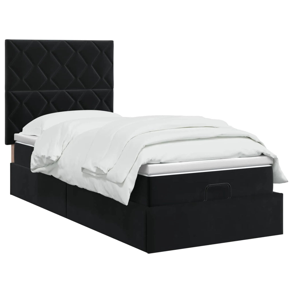 Letto Ottomano con Materasso e LED Nero 100 x 200 cm Velluto 3458357