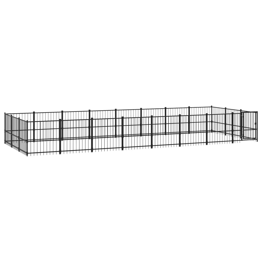 Gabbia per cuccia recinto per animali da esterno per cani in acciaio 22,58 m² nero 02_0041817