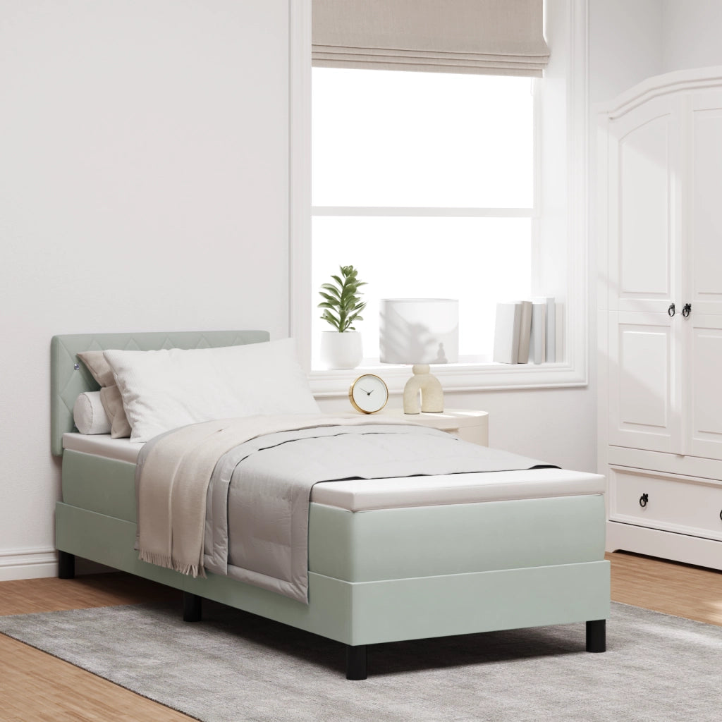 Letto con Materasso Box Spring Grigio Chiaro 80x200 cm Velluto