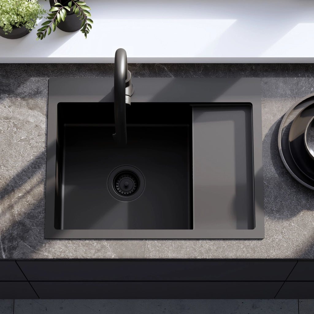 Lavello In Acciaio Fin Black con rubinetto da cucina