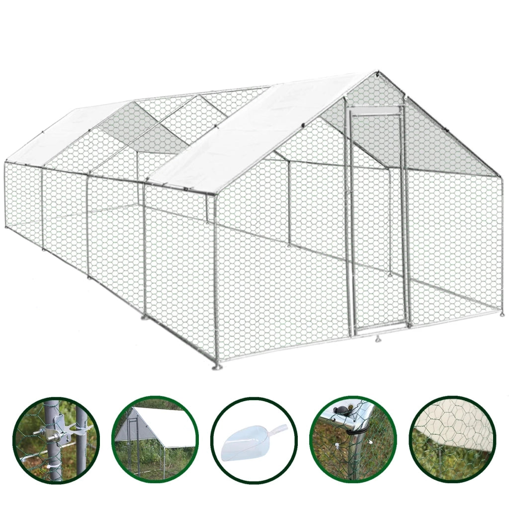 Gabbia Pollaio Recinto Recinzione Box Inox da Galline Pollame Polli 3m x 8m x 2m