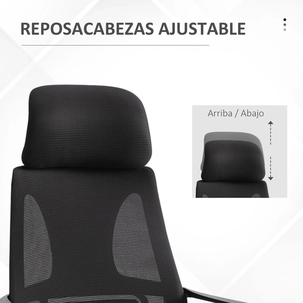 Sedia da Ufficio con Braccioli Poggiatesta Funzione Basculante Nero ¨C Xylo ¨C 64x55x116-126 cm