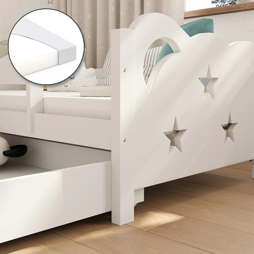 Vitalispa Letto per bambini Bianco 70x140 cm con cassetto e materasso
