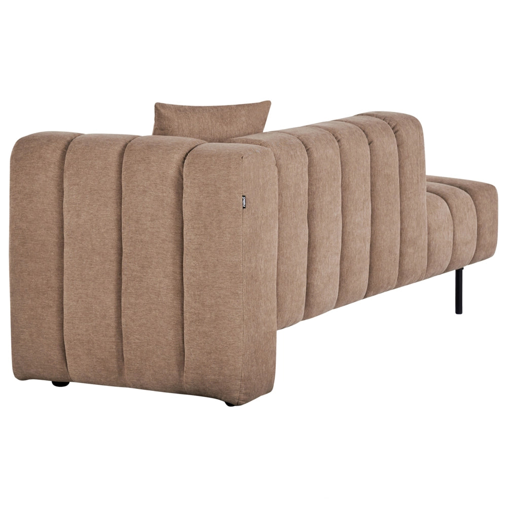 Chaise Lounge con Rivestimento in tessuto marrone Gambe nere Cuscino aggiuntivo lato destro Design moderno e glam