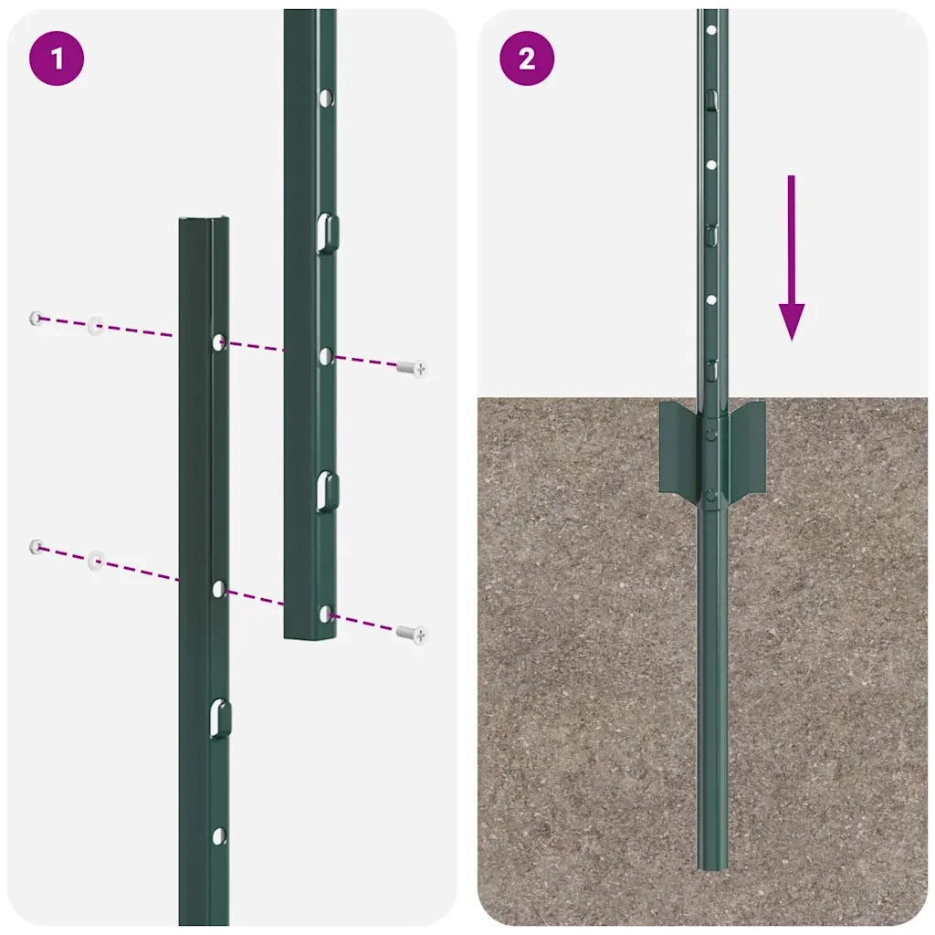 Palo della recinzione 22 pz Verde 160 cm Acciaio CFW3343350