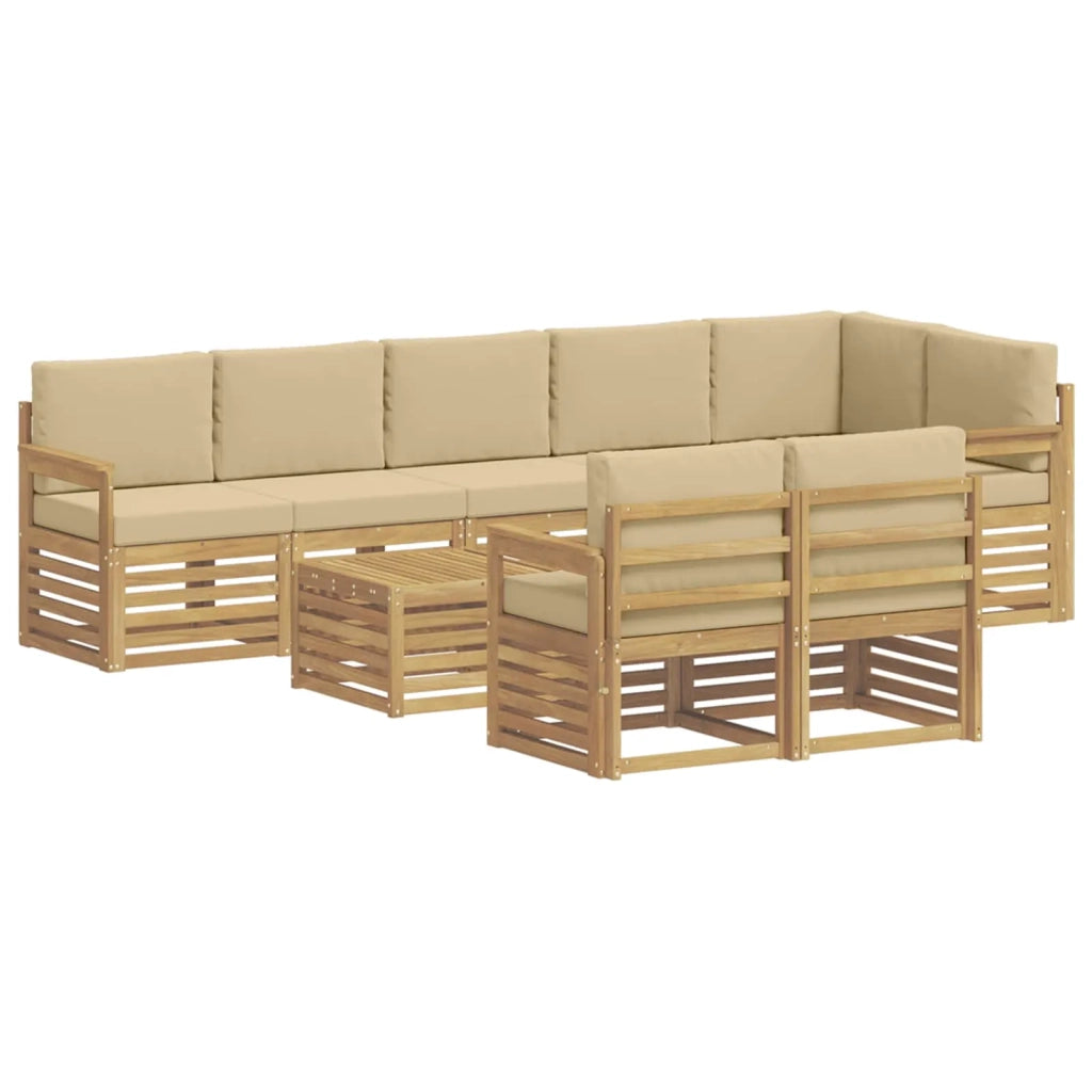Set di divani da esterno 8 pcs Bianco e Beige 59 x 59 x 37 cm