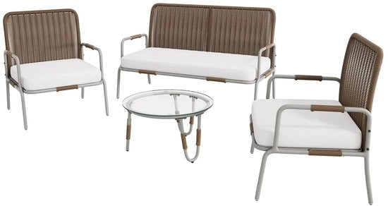 Loungeset per esterni - resistente al tempo - comfort sedile di lusso - inclusa tavola da caffè - facile da pulire