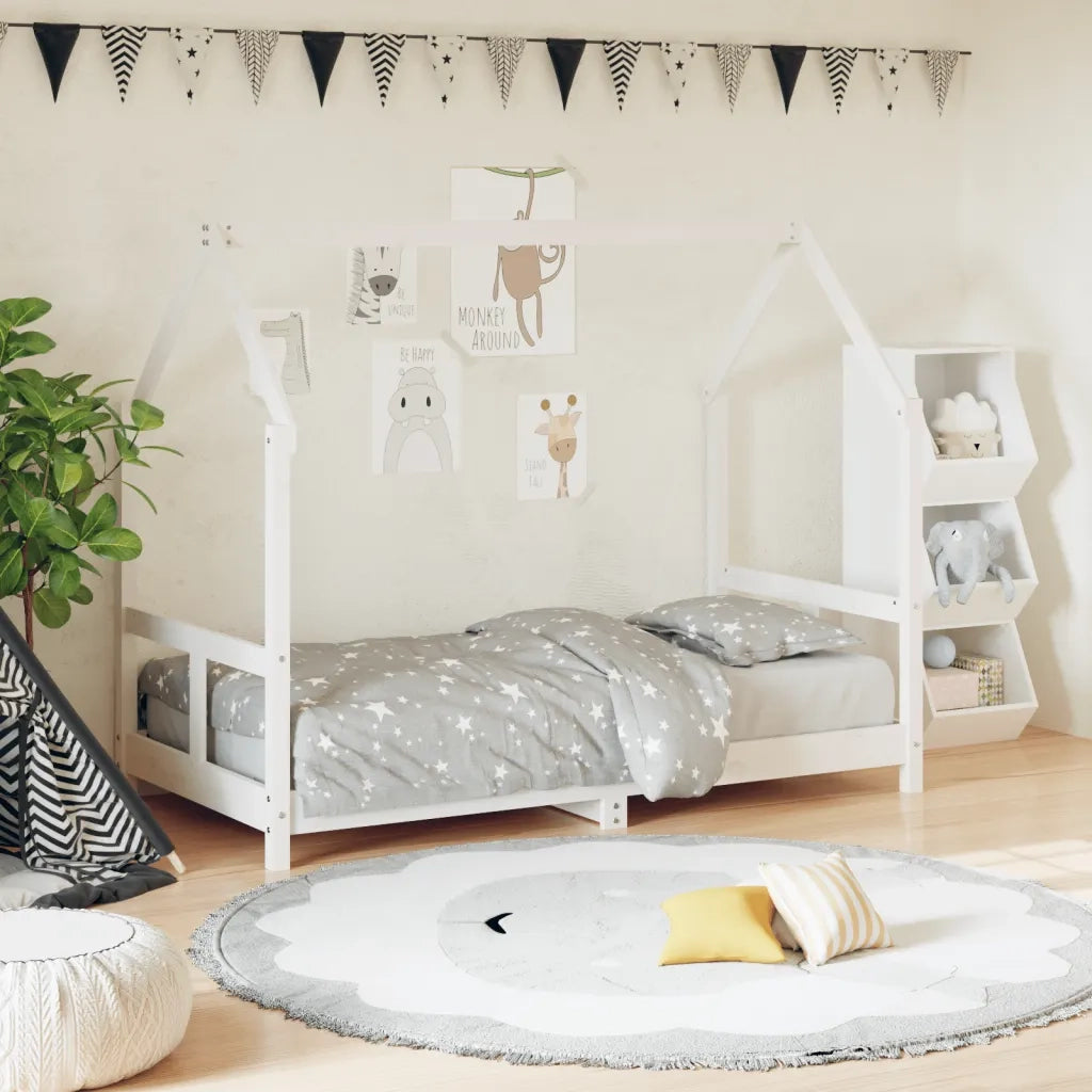 Giroletto per Bambini | Letto Infantile | Lettino Bianco 80x160cm in Legno Massello di Pino