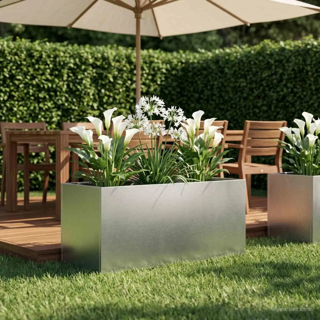Vaso da giardino Argento 100 x 40 x 40 cm Acciaio Inox 8005254