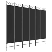 Divisorio a 6 Pannelli-Set di 6 pannelli Paravento Nero 240x200 cm in Tessuto