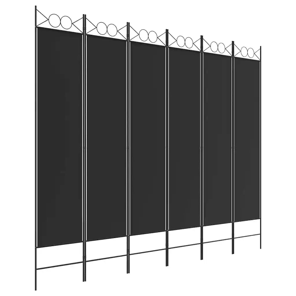 Divisorio a 6 Pannelli-Set di 6 pannelli Paravento Nero 240x200 cm in Tessuto