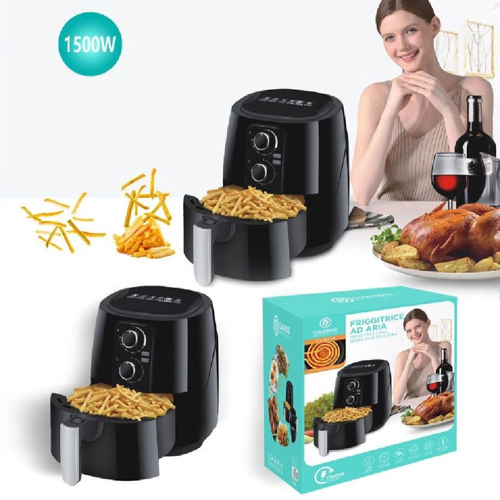 Trade Shop - Friggitrice Ad Aria Calda Senza Olio Capacità 5,5 Litri 1500 Watt Cucina Tx-8439 -