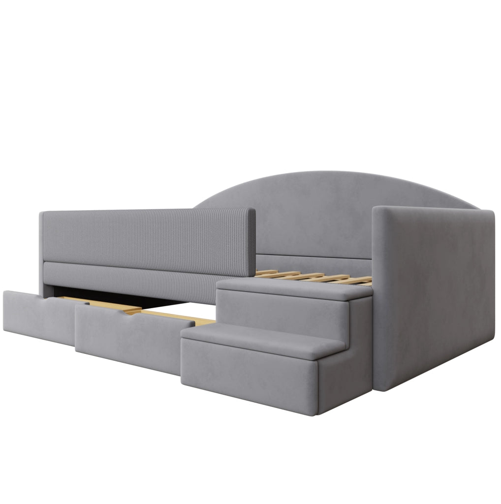 Letto imbottito per bambini 90x190 cm con cassetti
