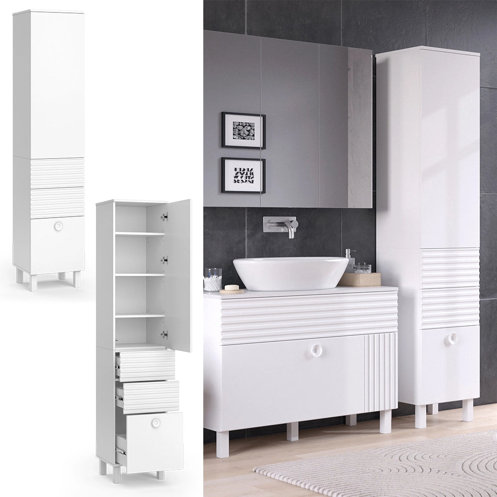 Vicco Armadio per il bagno Bianco 40.2 x 192.4 cm con anta e cassetti
