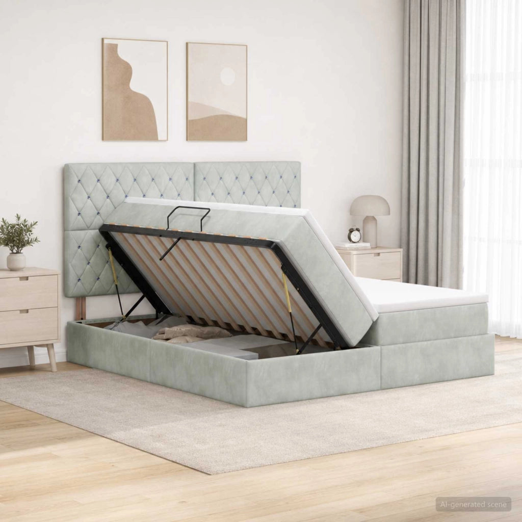 Letto con contenitore LED e materasso Grigio Chiaro 3460254