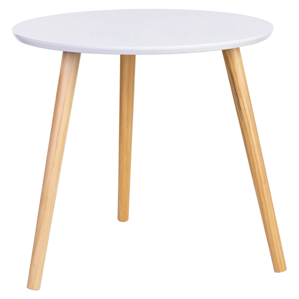 Tavolino ausiliario in legno con 3 gambe bianche 50x50x46h cm