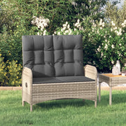 Panca Reclinabile da Giardino Cuscini-Sgabello-Sedia da esterno 107 cm Polyrattan Grigia