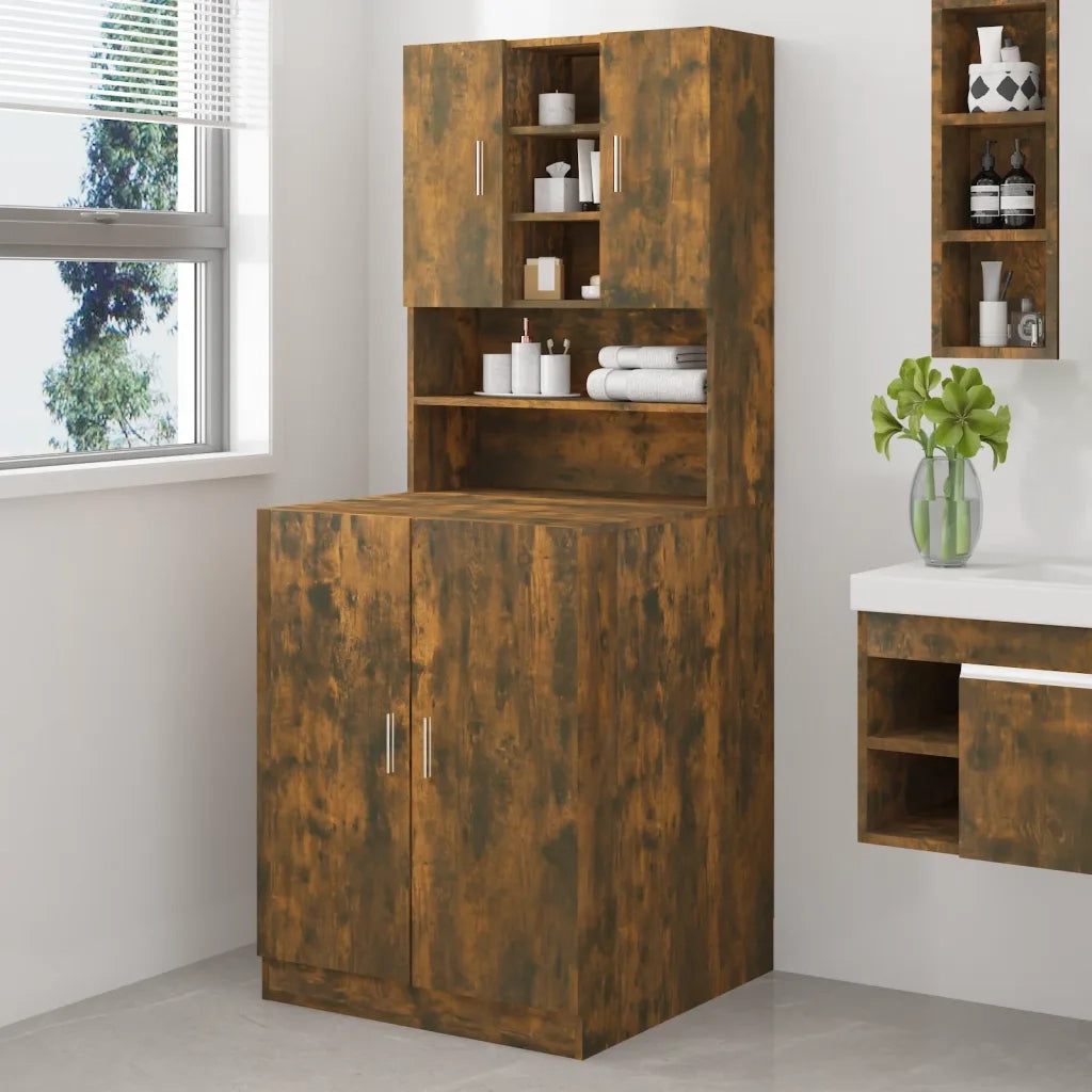 Mobile per Lavatrice Rovere Fumo in Legno Multistrato 3120182