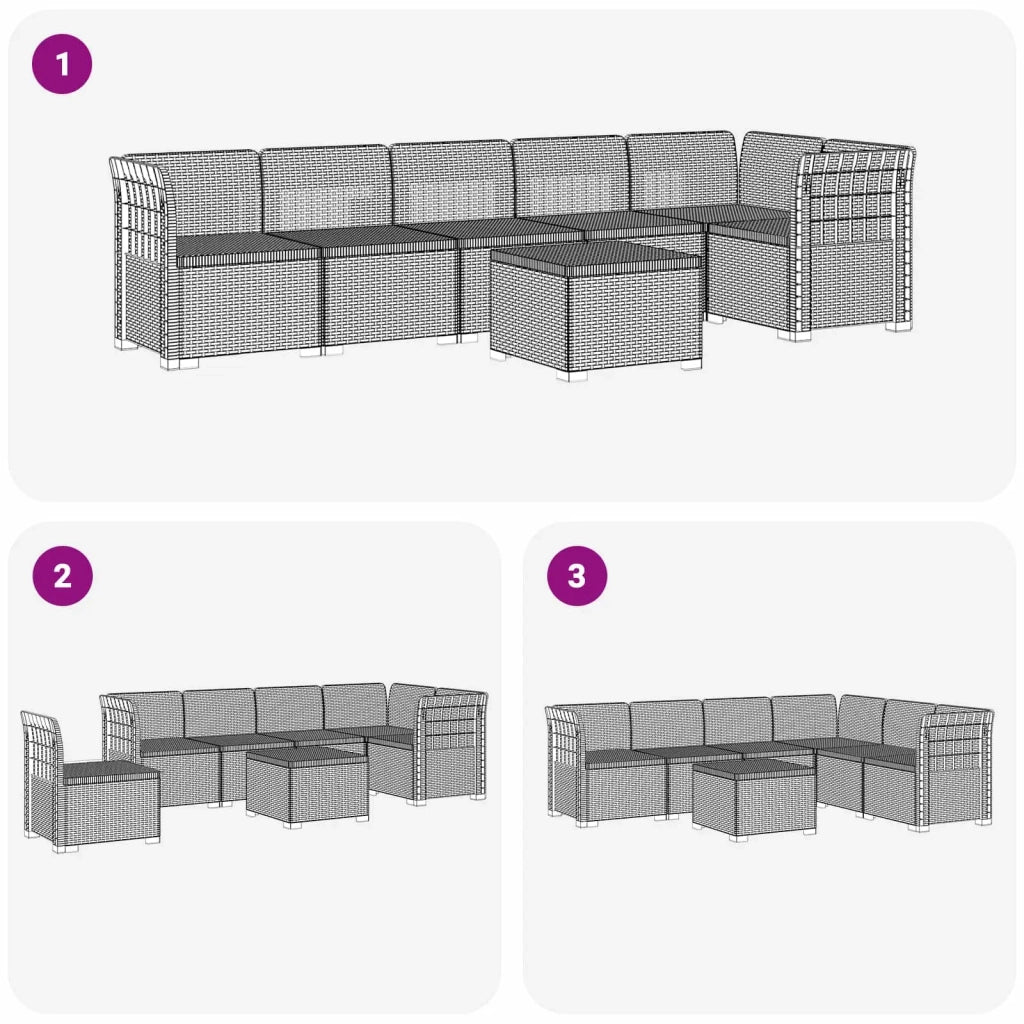 Divano da Giardino 6 Posti Aspetto Rattan PP Grigio Chiaro 3444105